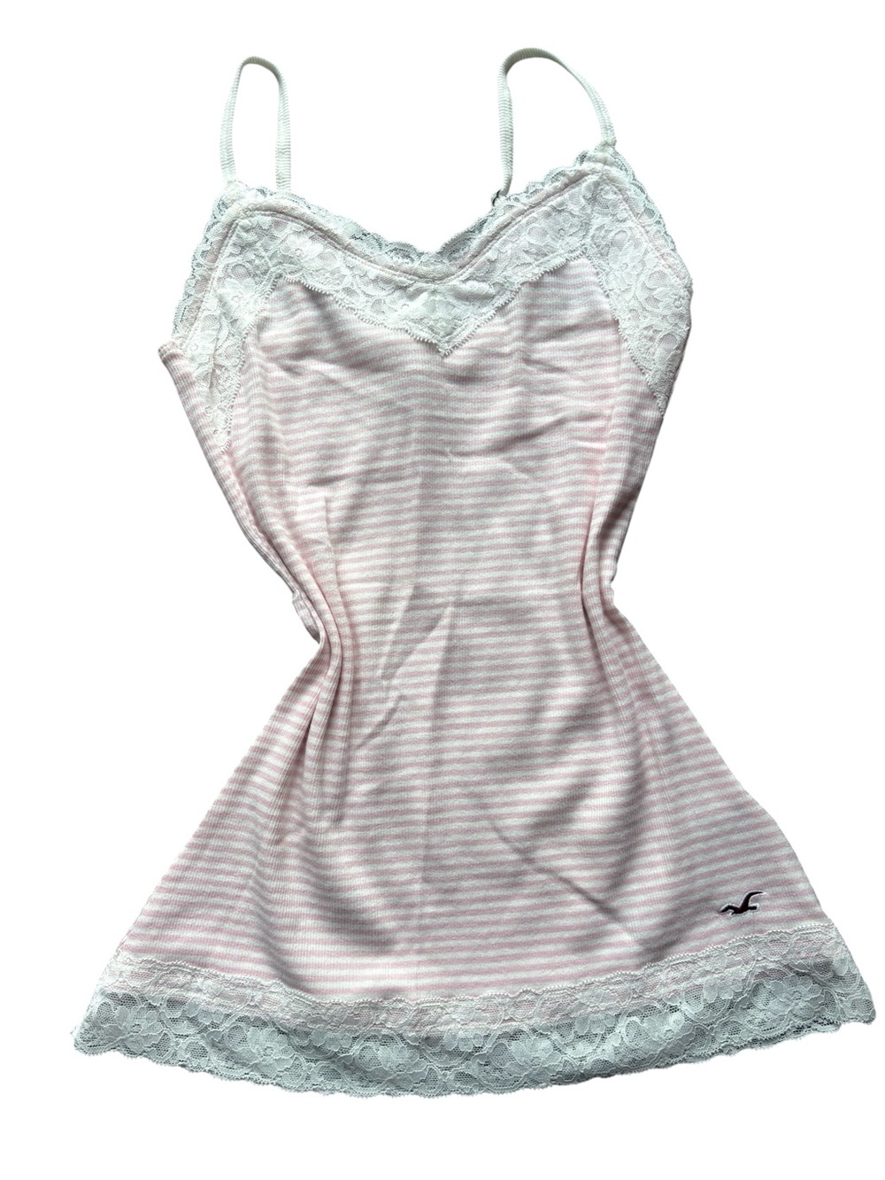 NWT Hollister Cami Bundle Lace-Trim Chocolate Brown Pink White Stripes Y2K S - Picture 6 of 8